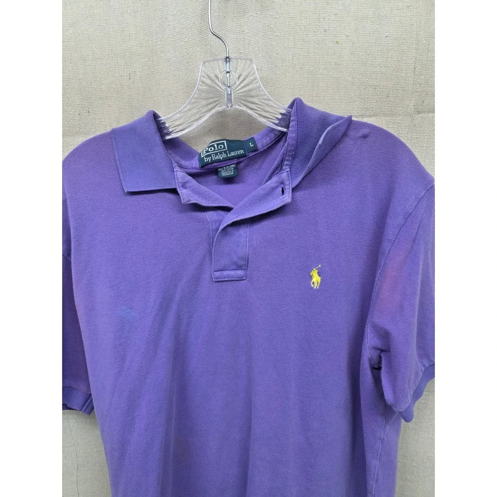Polo Ralph Lauren‎ Mens L Purple Cotton Pique Short Sleeve Pony Logo Polo Shirt